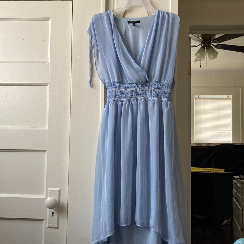 Super cute blue and white stripe high low dress